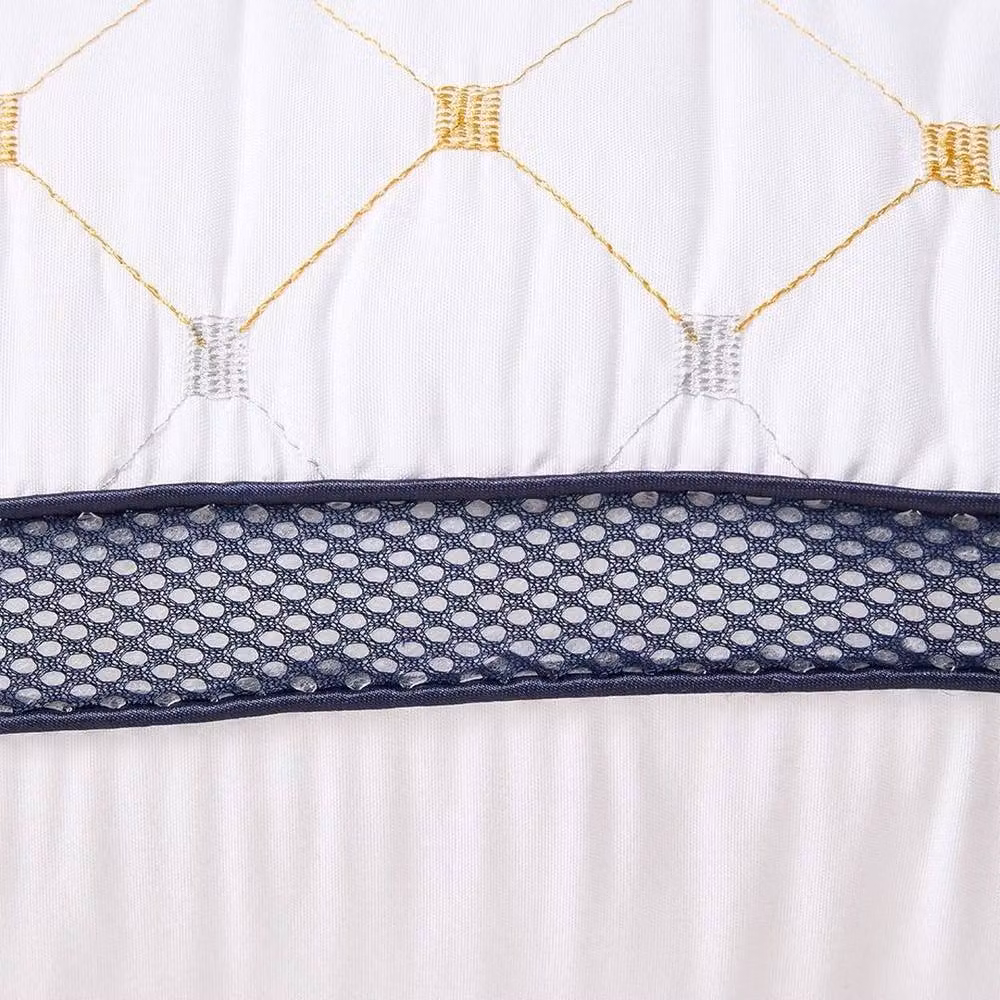 PAWNORA Firm Support Breathable Polyester Pillows with Blue Mesh Trim, 2 Pack, White – 3