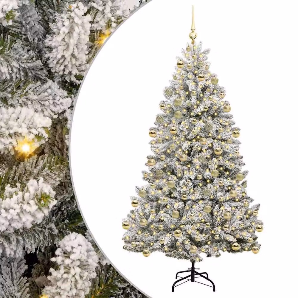 Berkfield Home Artificial Christmas Tree in Green and White, Height: 210 cm – 2