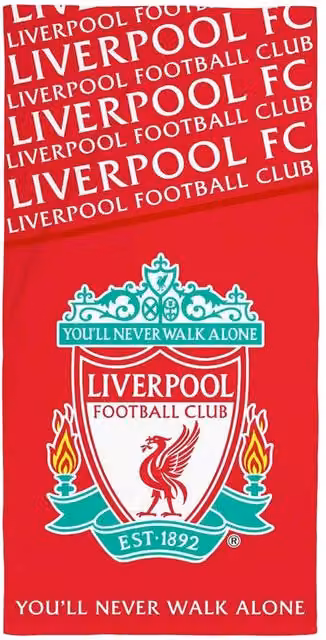 Liverpool FC Red Cotton Crest Towel, W: 75 cm x H: 150 cm