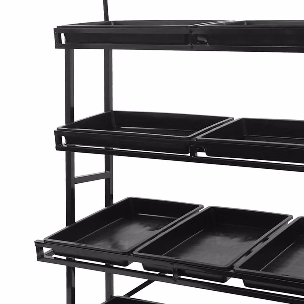 FORGEVIO 4-Tier Metal Supermarket Storage Rack and Retail Display in Black with Adjustable Shelves – 4
