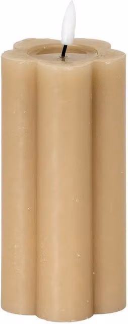 Lemon Pavilion Natural Glow LED Pillar Candle, Stone/Beige, H x W x D: 15 x 7 x 7 cm – 1
