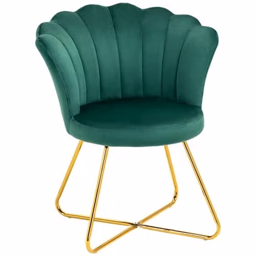 HOMCOM Modern Velvet Tufted Tub Armchair in Green