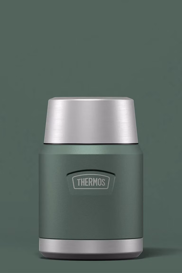Thermos Icon Series Stainless Steel Leakproof Food Flask with Spoon, 470ml, Green