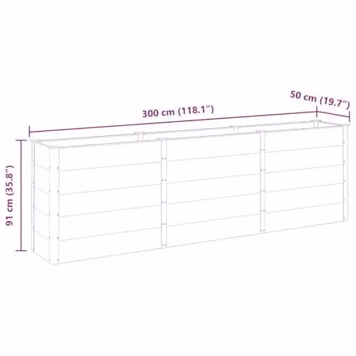 vidaXL Grey WPC Garden Raised Bed W: 300 cm, D: 50 cm, H: 91 cm – 3