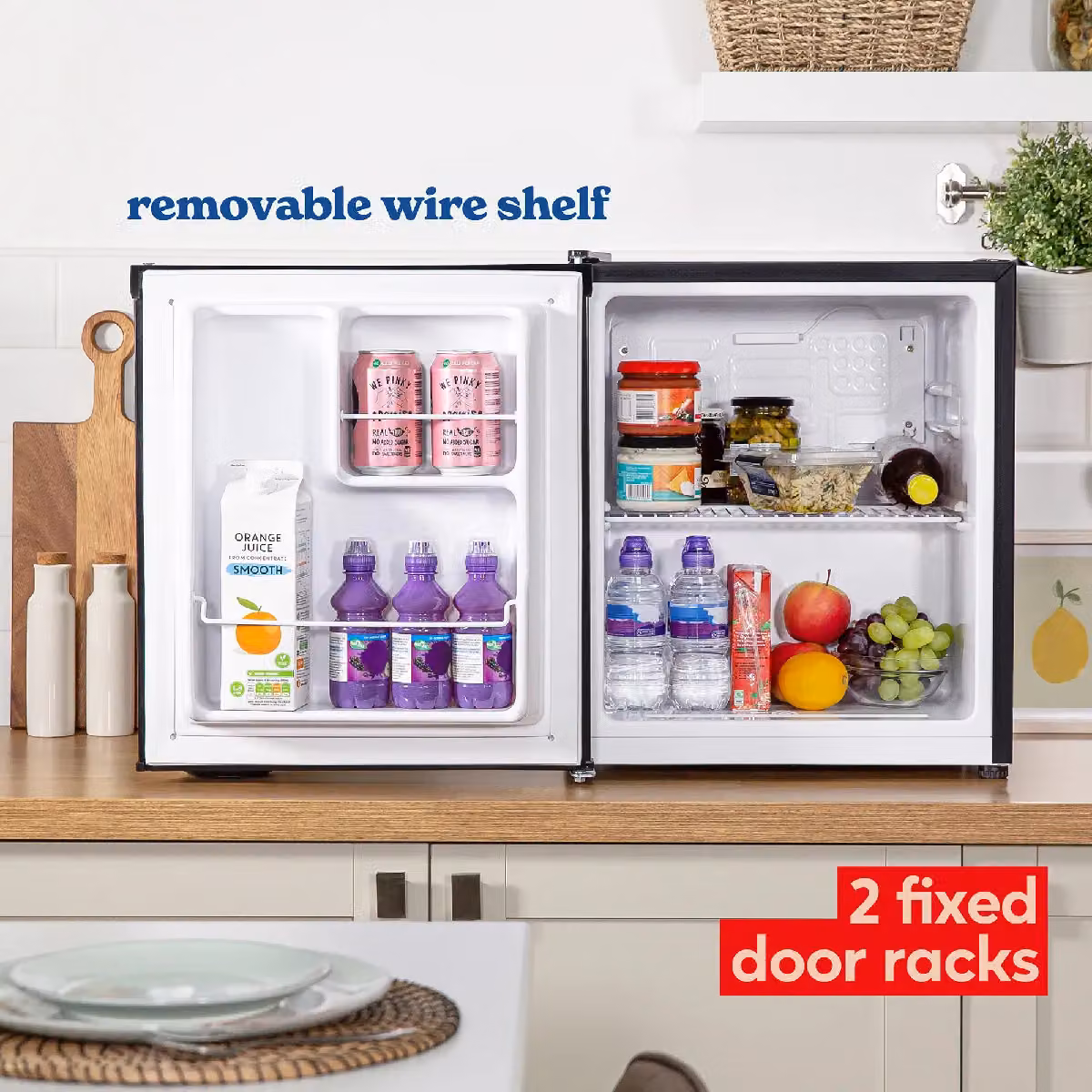 Russell Hobbs 40L Larder Mini Fridge in Black with Reversible Door and Bottle Rack – 4