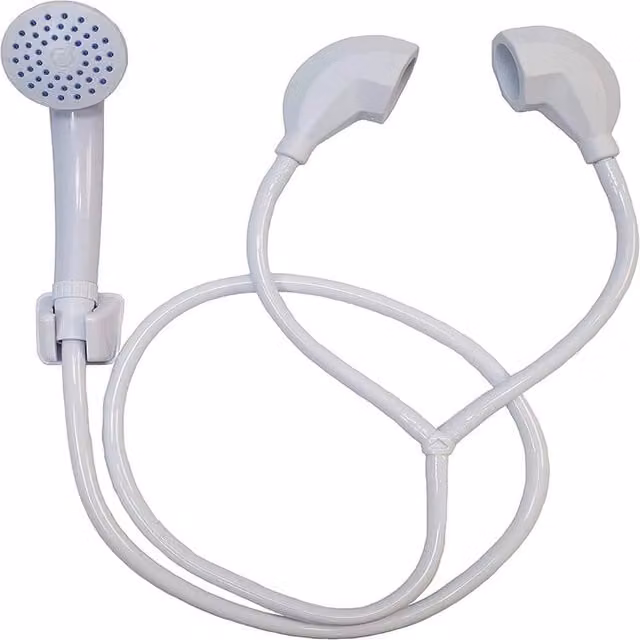 VOGREX White Matt Dog Tap Attachment Shower Kit with 1.3m Hose