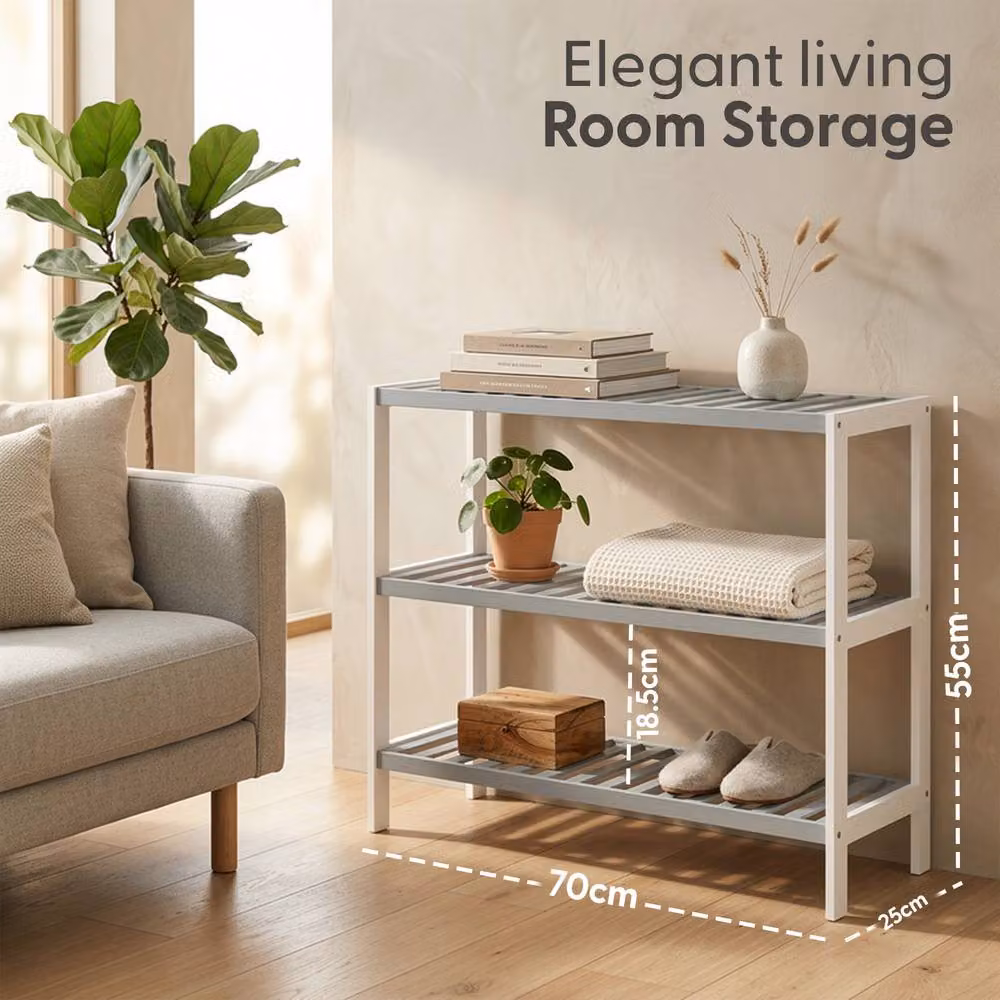 Keplin 3-Tier Bamboo Shoe Rack in Grey – 2