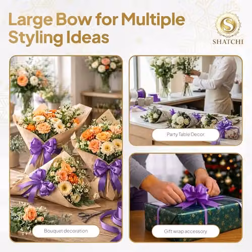 Shatchi 60pcs Purple 5cm Pull Bows for Gift Wrapping and Decorations – 3