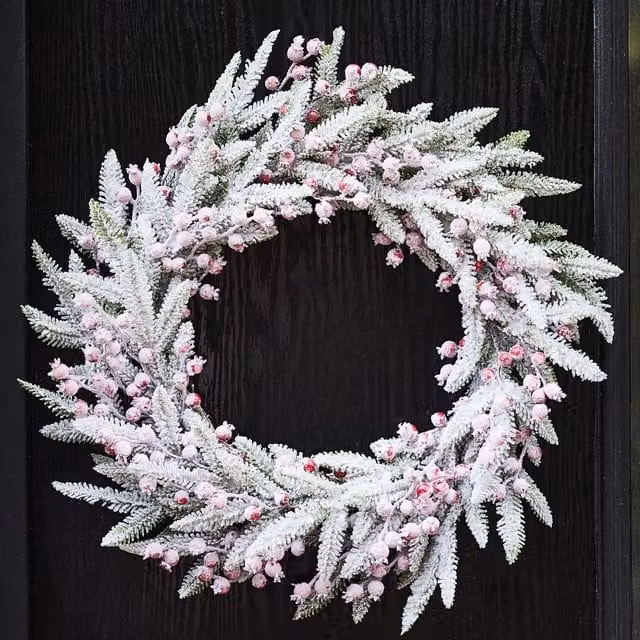 Dibor Hampton Frosted Berries Christmas Wreath in Green and Red, Diameter: 50 cm – 1