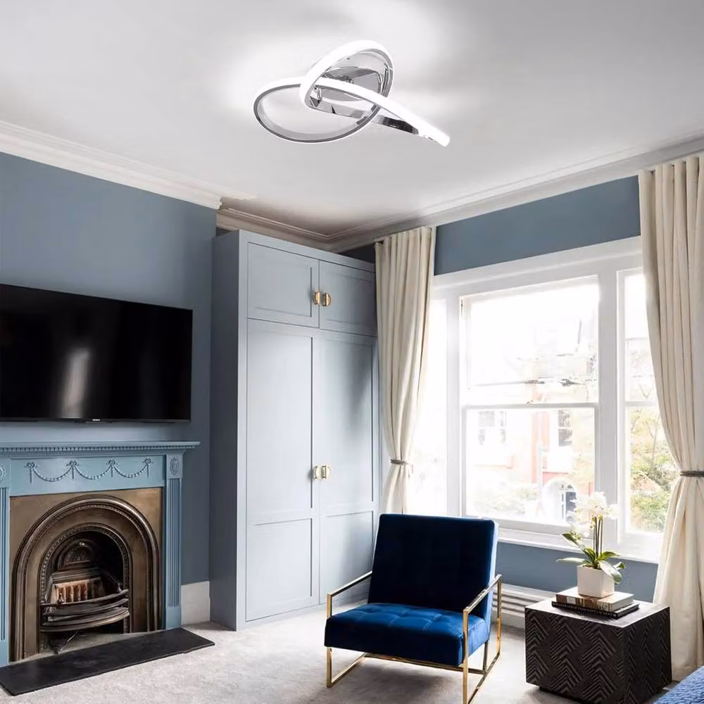 COMELY Modern Dimmable LED Ceiling Light with Remote Control, Silver Aluminium Square Design – 3
