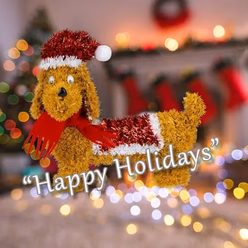 VFM e-Store Christmas Tinsel Sausage Dog Ornament in Brown and Gold, W/D/H: 25 x 11 x 11 cm – 4