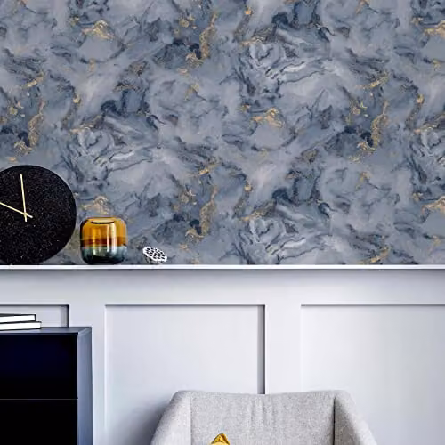 Arthouse Bahia Marble Abstract Wallpaper in Blue, Grey and Gold – 3