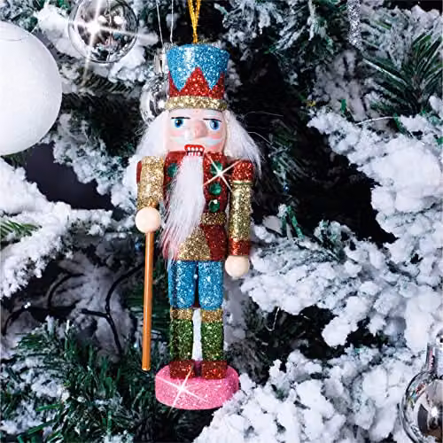 St Helens Home & Garden Nutcracker Christmas Tree Hanging Decoration, Blue Hat, Height: 13 cm – 1