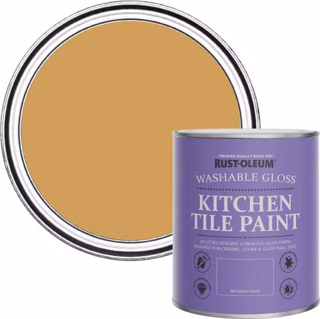 Rust-Oleum Water-Based Kitchen Tile Paint in Gloss Finish, Yellow, 0.75 l