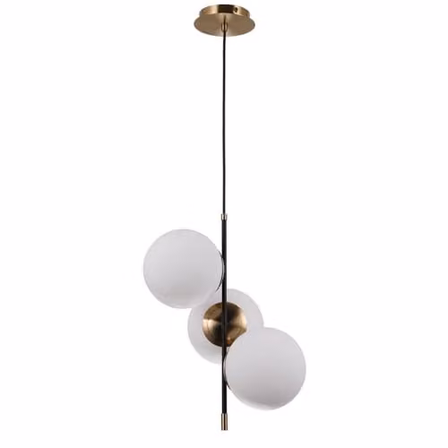 Netlighting Stelia Modern 3 Light Globe Pendant Ceiling Light in Black with Glass Spheres and E14 Base