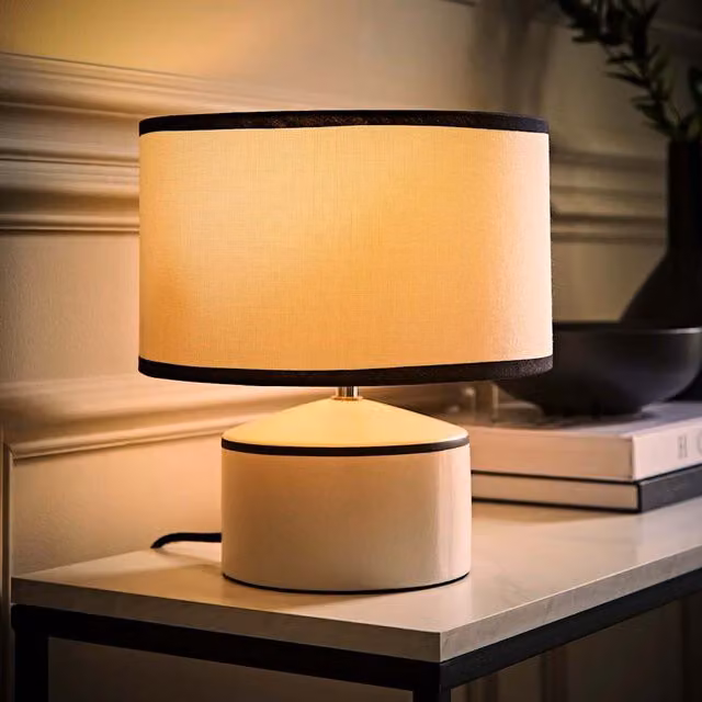 Julia Ceramic and Fabric Shade Table Lamp in White