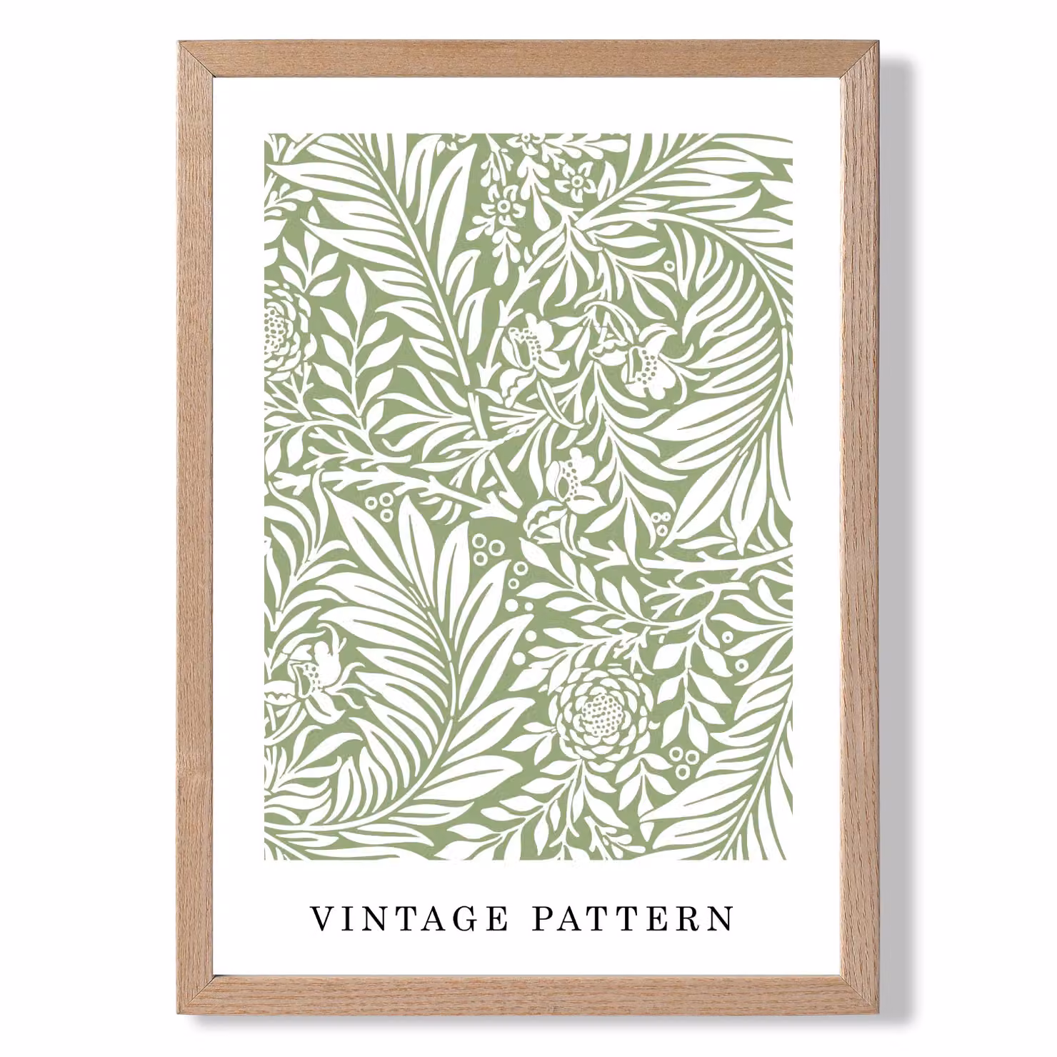 ARTZE William Morris Green Floral Botanical Art Print with Oak Frame, A3 or A2 – 2