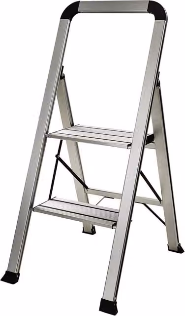 Bergman Tools Slimline Aluminium Step Ladder in Silver, Height: 94 cm