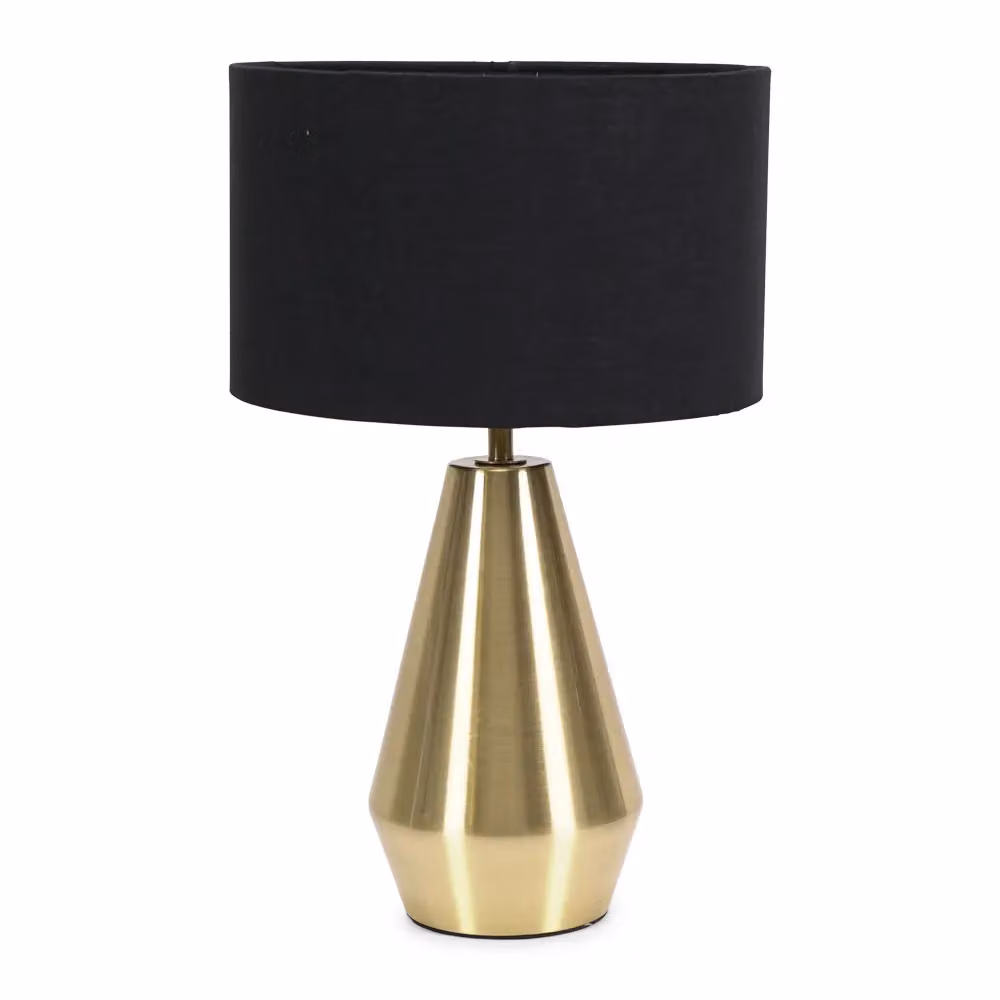 ValueLights Jax Antique Brass Dimmable Touch Table Lamp with Black Fabric Drum Shade and LED Bulb – 2