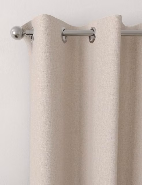 M&S Brushed Eyelet Blackout Thermal Curtains, Beige