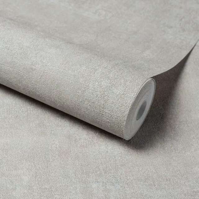 Trenato Rustic Plaster Effect Textured Wallpaper in Grey and Brown