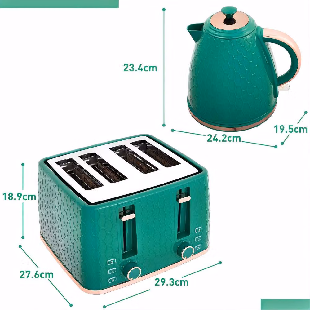 STILVORA Kettle and Toaster Set in Green with 1.7 l Kettle – 4