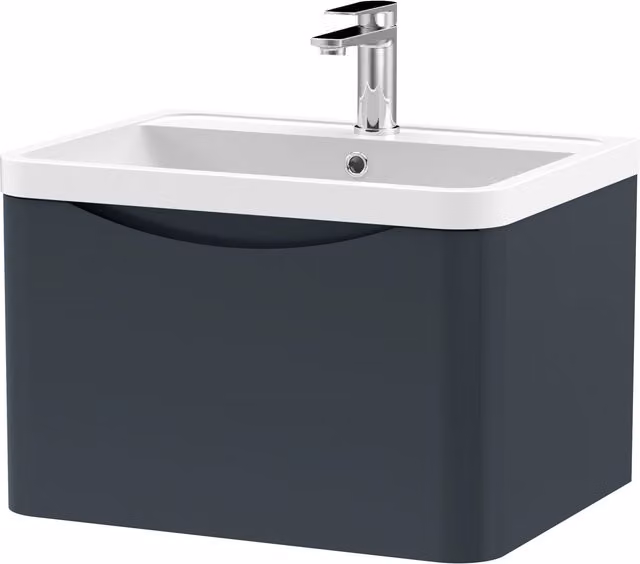 Balterley Wall Hung 1 Drawer Bathroom Vanity Unit and Basin, Dark Grey, Width: 55 cm – 1