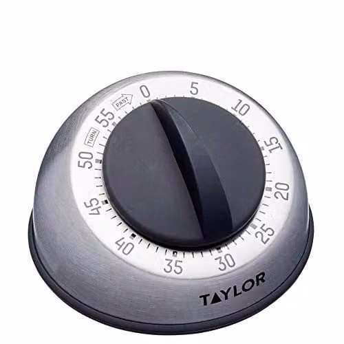 Taylor Pro Stainless Steel Wind Up Kitchen Timer, Grey, Diameter: 9.5 cm – 1