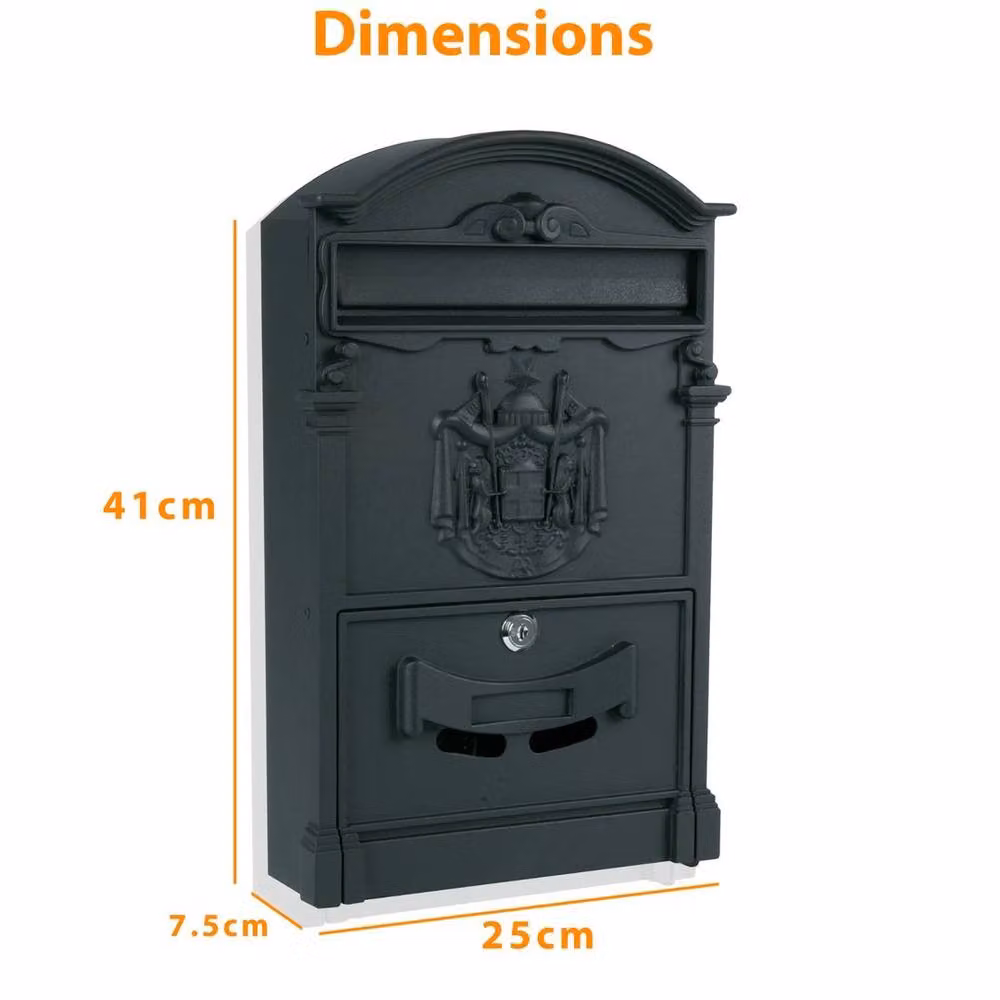 NESTLUNE Black Vintage Outdoor Lockable Letter Post Box – 2