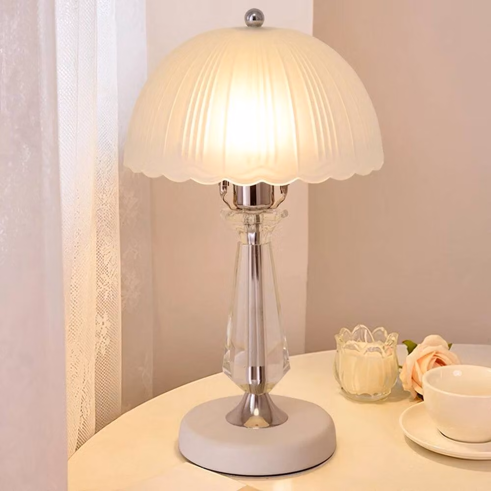 EONLION Retro Antique Crystal Table Lamp in White, Diameter: 40 cm, Height: 25 cm – 2