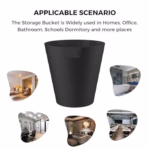 MantraRaj 6L Round Plastic Waste Paper Bin, Pack of 2, Black – 5