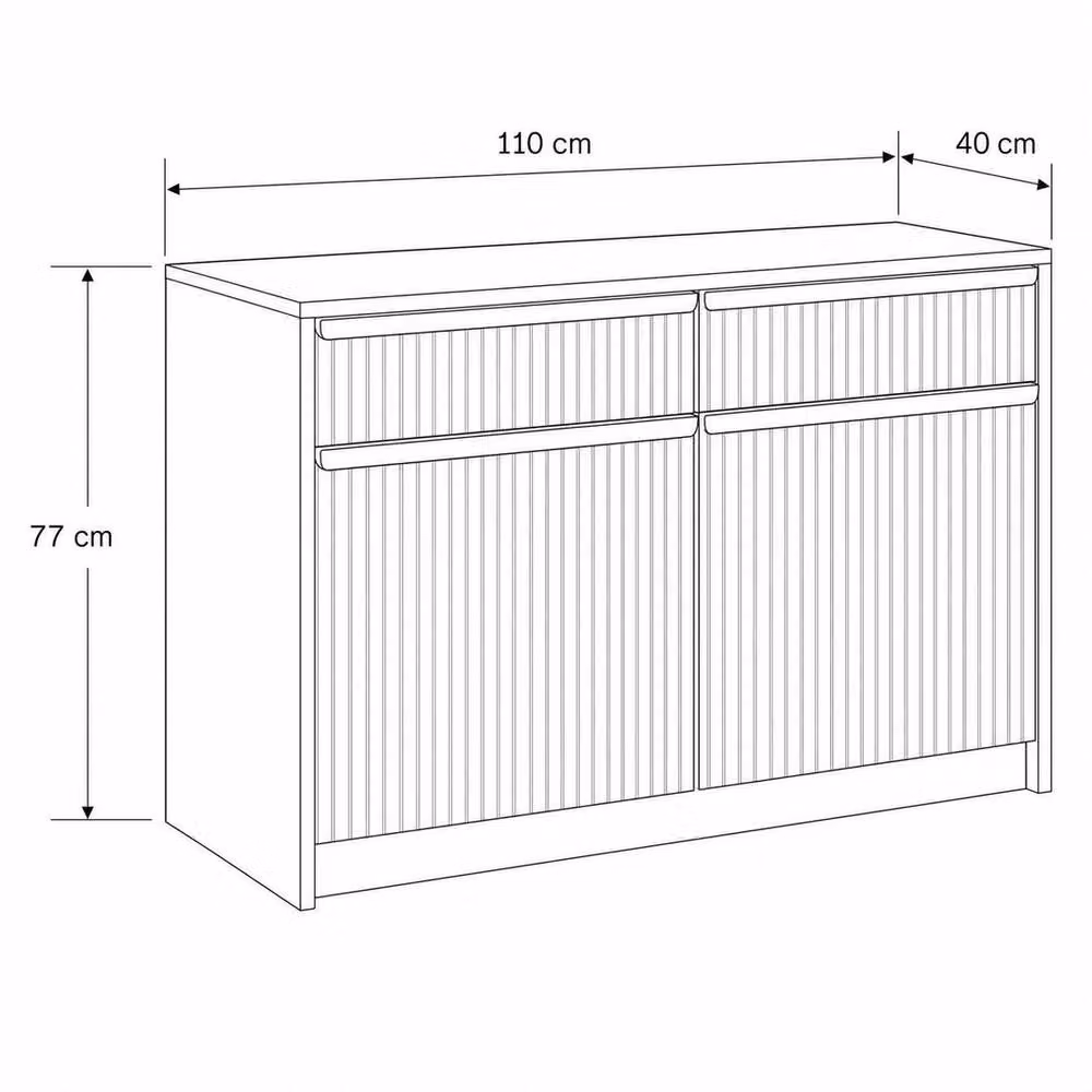 KORVIXA Modern Beige 2 Door 2 Drawer Sideboard with Gold Handles, W/D/H: 100 x 100 x 100 cm – 2