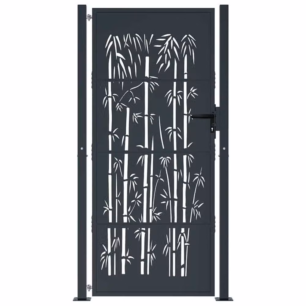 Berkfield Home Anthracite Steel Garden Gate in Grey, W: 105 cm, H: 180 cm – 3