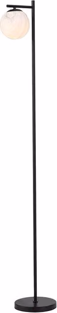 Living Star Modern Metal Floor Lamp with White Glass Sphere Shade and Foot Switch in Black