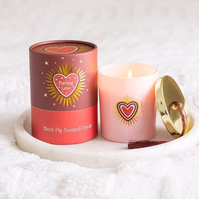 Uniqueful Burning Love Black Fig Scented Candle in Pink, Heart Shaped Glass Votive