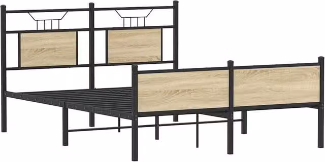 Berkfield Home Durable Bed Frame with Drawers in Sonoma Oak and Brown, W/D/H: 140 x 190 cm – 1