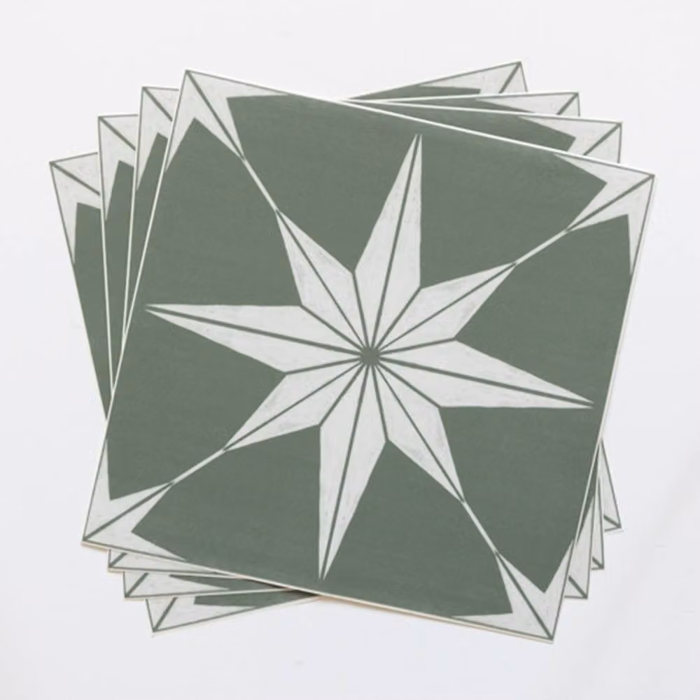 Quadrostyle Astra Olive Green Adhesive Wall and Floor Tile Vinyl Stickers, Pack of 4, W/D/H: 30 x 30 x 0.36 cm – 2