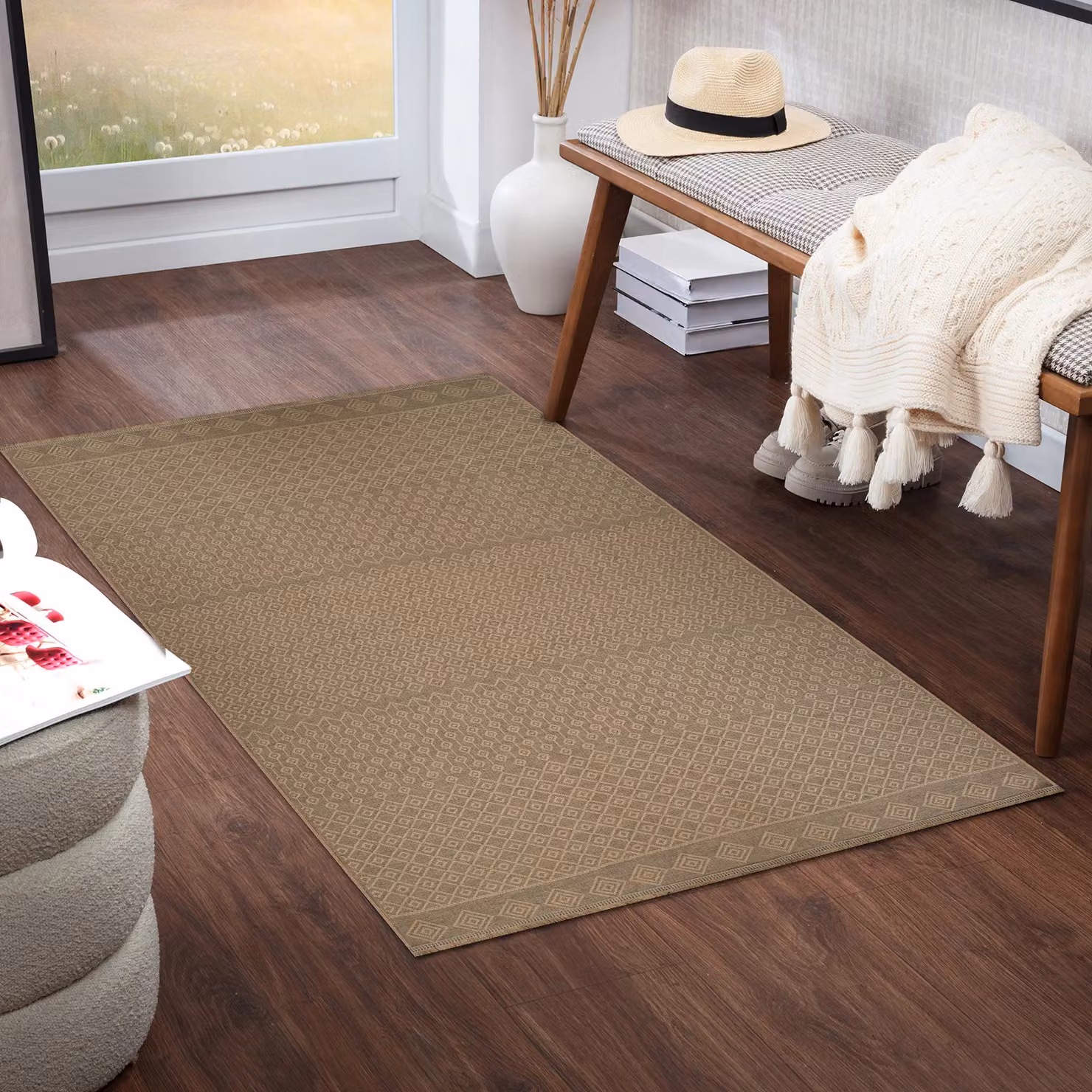 Livabliss Modern Washable Jute Rug in Beige, W: 155 cm x D: 220 cm – 3