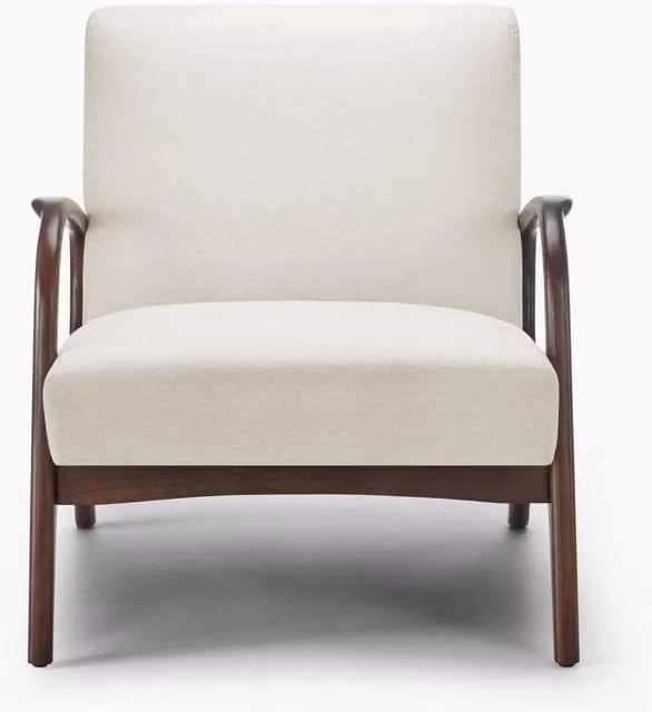 FurnitureboxUK Esmeray Mid Century Modern Accent Chair in Beige Fabric with Armrests
