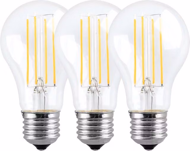 Harper Living 8W A60 E27 LED Bulb, Pack of 3, Transparent, Cool White, Dimmable