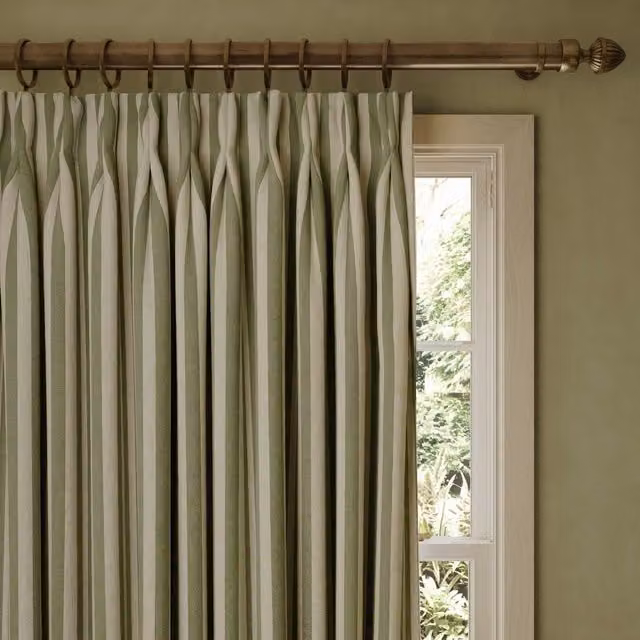 House of Hackney Trematon Stripe Jacquard Curtain in Green Verdigris