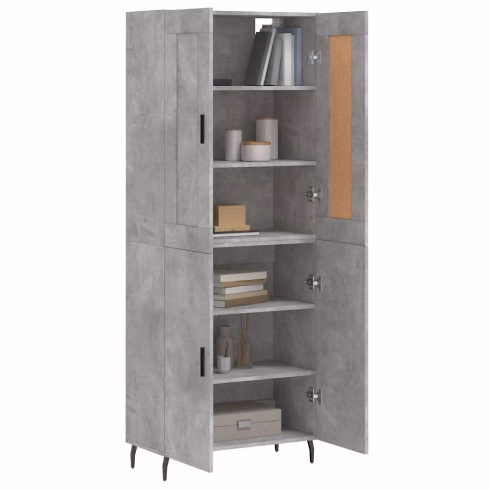 Berkfield Home Highboard in Concrete Grey, W/D/H: 69.5 x 34 x 180 cm – 2