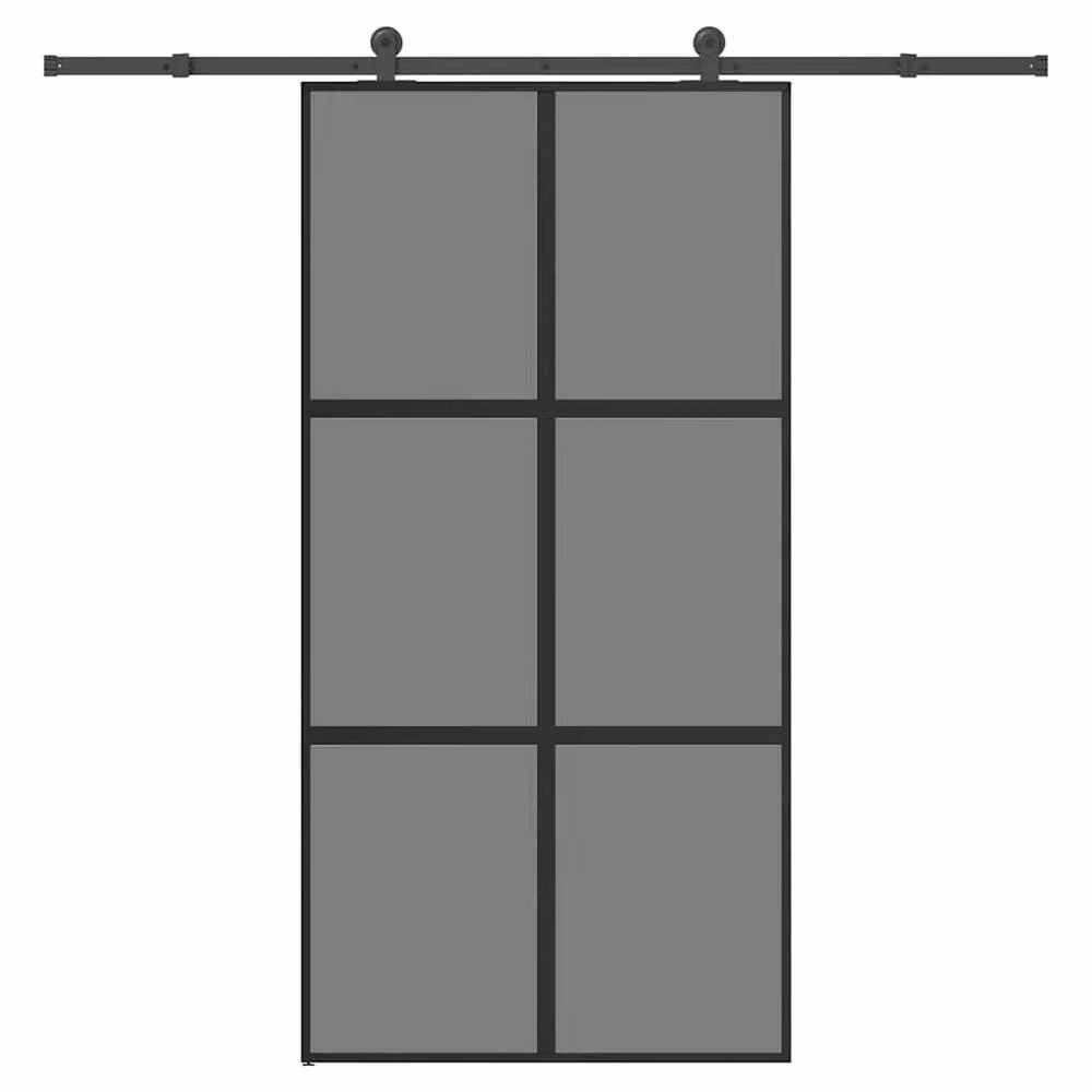Berkfield Home Modern Sliding Door with Hardware Set, Black Aluminium and Transparent Tempered Glass, W: 102.5 cm, H: 205 cm – 2