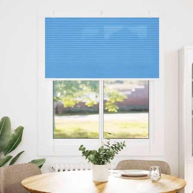 Berkfield Home Single Pleat Blue Polyester Semi-Transparent Corded Blind W: 105 cm, H: 150 cm