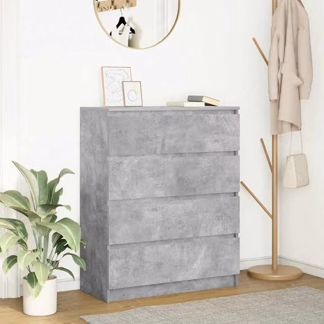 Berkfield Home Sideboard in Concrete Grey, W/D/H: 80 x 35 x 99 cm