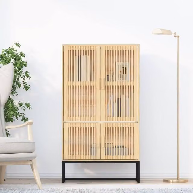 Berkfield Home Scandinavian Highboard in Brown, W/D/H: 70 x 35 x 125 cm