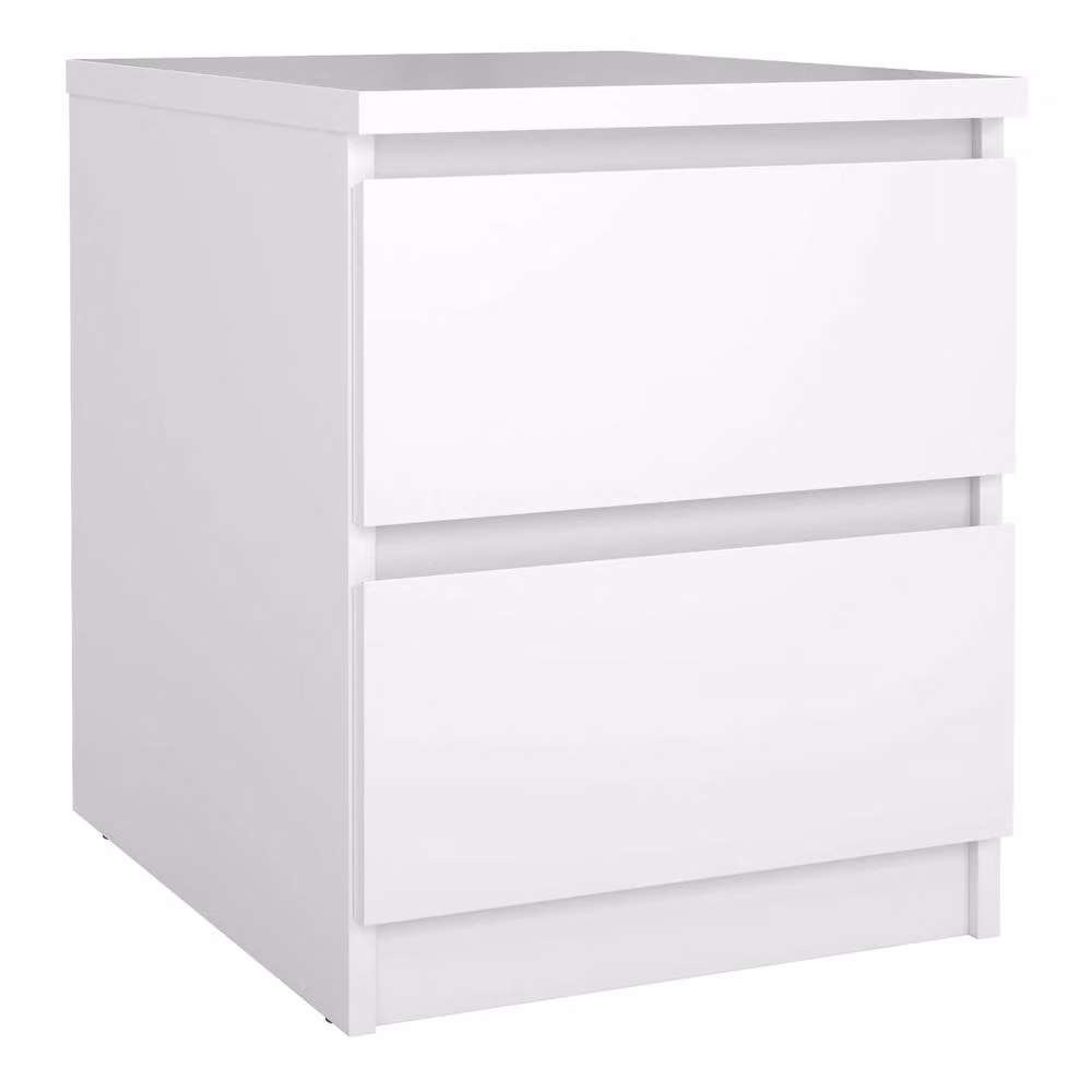 Wyld Haus Budapest White Gloss Wood Bedside Table with 2 Drawers W/D/H: 40.0 x 50.0 x 49.5 cm – 2
