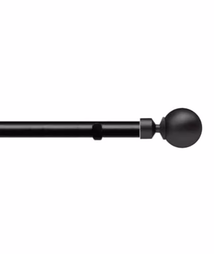New Edge Blinds Black Metal Eyelet Curtain Pole Set with Met Ball Finial, 28mm Diameter