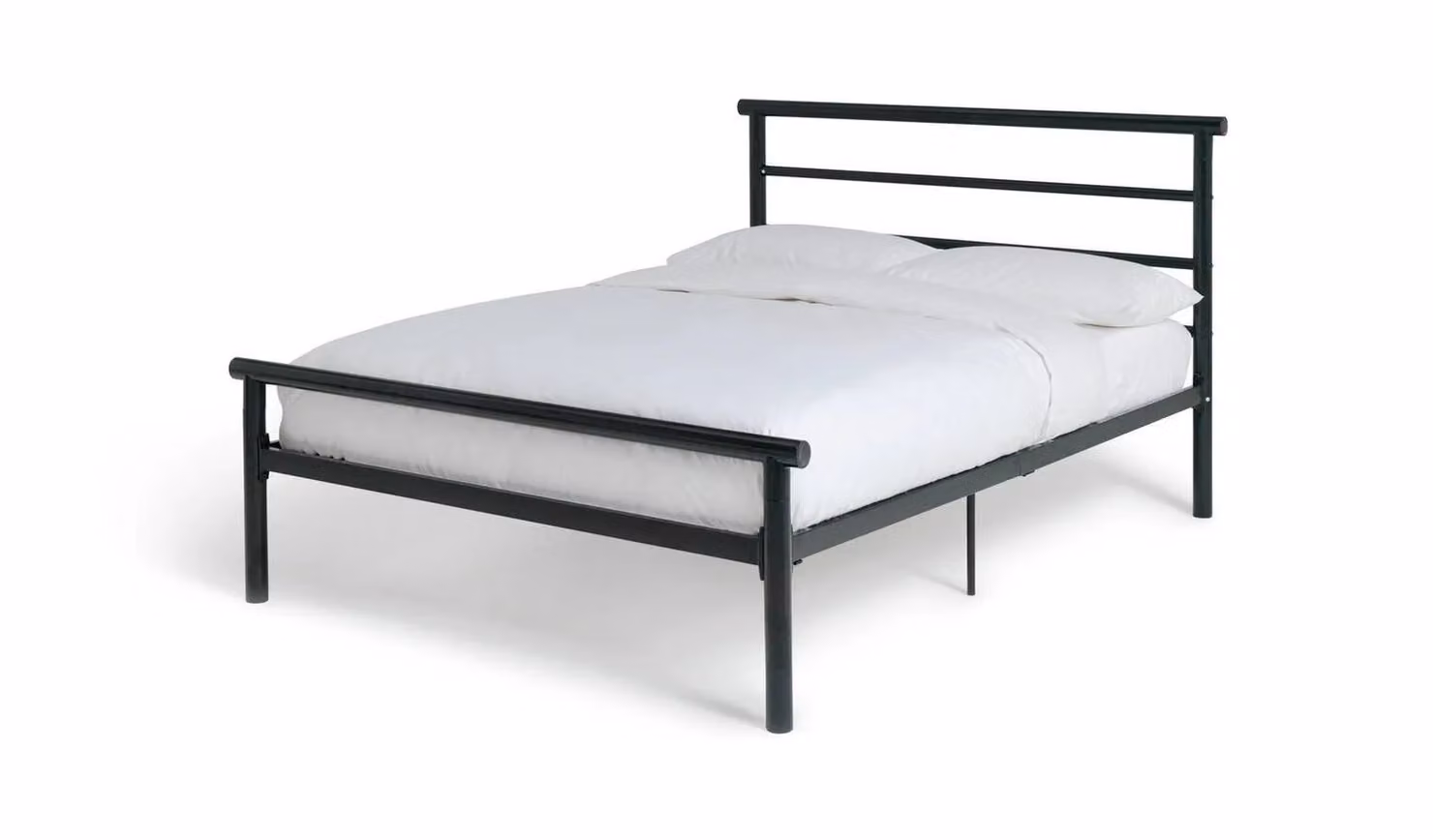Avalon Double Metal Bed Frame in Black, Industrial Style Bedroom Furniture, 150 x 200 cm
