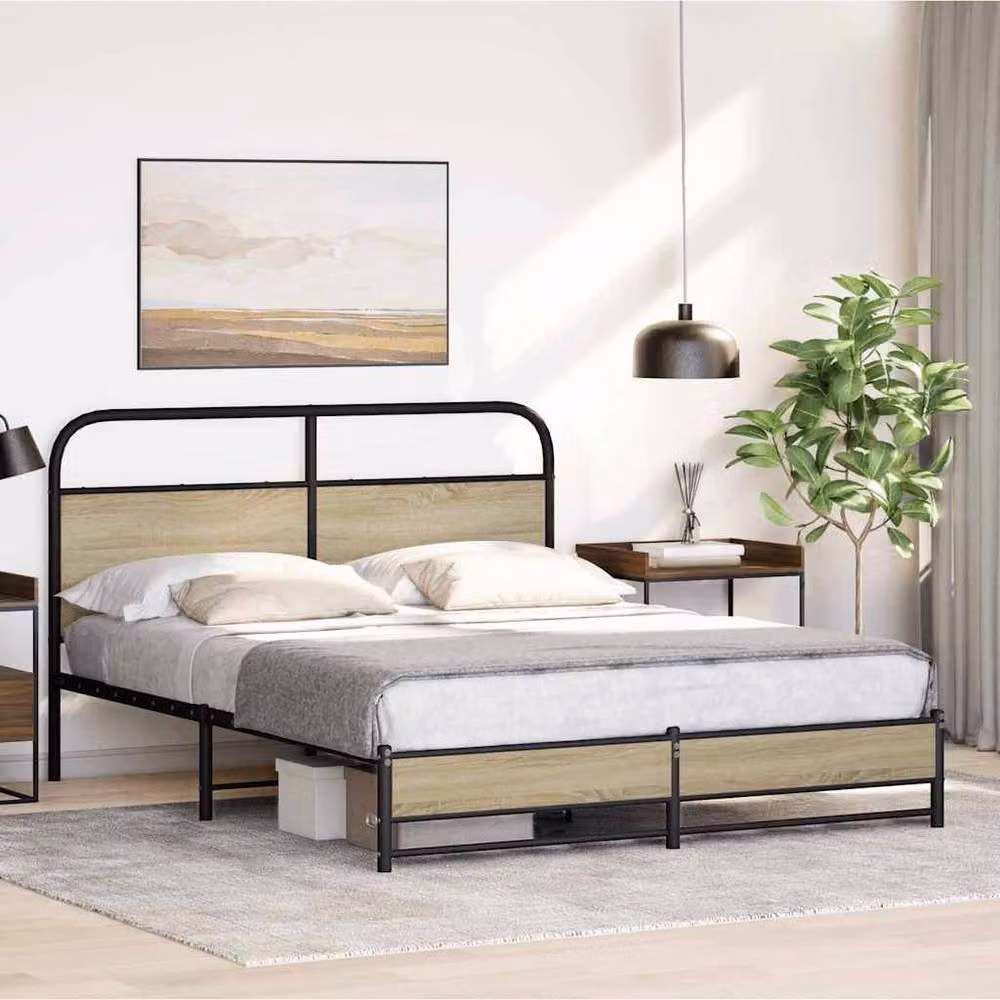 Berkfield Home Sonoma Oak King Size Bed Frame in Light Oak, W: 150 cm, D: 200 cm – 2